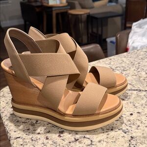 Paloma Barcelo Tan Wedge Sandals
